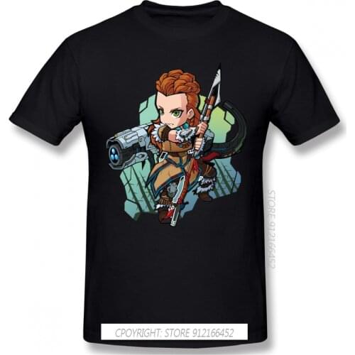 Men Clothes Horizon Zero Dawn Nora Hunter Aloy Game TShirt Red T-Shirts Aloy Chibi Men Fashion Short Sleeve