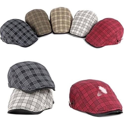 Fashion Fine Stripe Lattice Berets Hat For Women Men Spring Summer Plaid Visors Red Green Blue Duckbill Herringbone Flat Cap