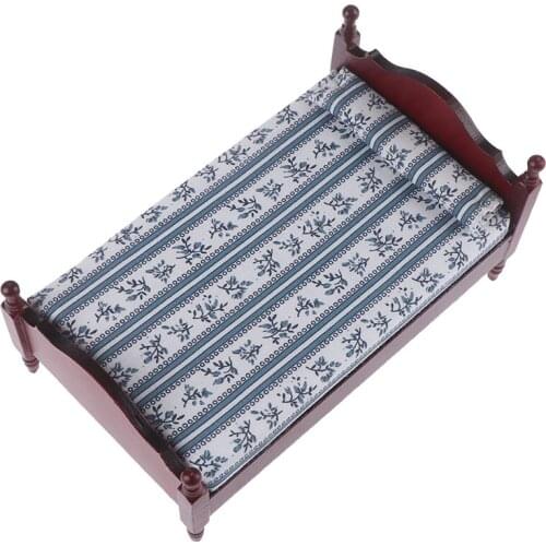 Bed With Pillow for Girls Dolls Dollhouse Bedroom Furniture Toy For children Doll Pretend Play Toys