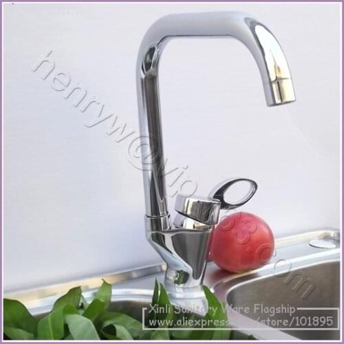 L16537- Luxury Deck Mounted Chrome Color Brass Material Single Lever Kitchen Faucet