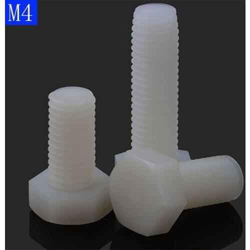 M4 x 0.7 White Plastic Nylon External hex Black Plastic Nylon Hexagon Head Cap Set Screws bolts DIN 933