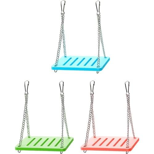 Small Animals Hanging Bed Toy Birds Chinchilla Hamster Colorful Wooden Swing Shake Suspension Climb Eexercise Hammock Pet Toys