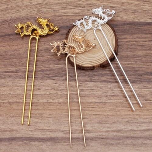 5pcs/lot Dragon Shape 3 Color Copper Hairpin Chinese Hair Sticks Bridal Hair Fork Hair Accessories For Women