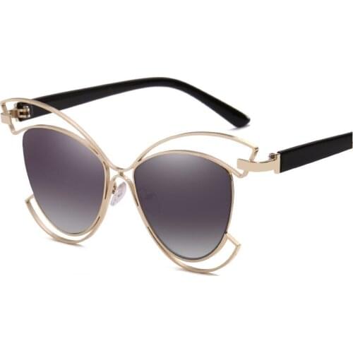 Fashion Luxury Women Sunglasses Metal Frame Cateye Sun Glasses Designer Semi-Rimless Cat Eye Sunglass UV400