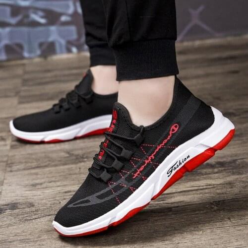 Mens shoes sports shoes flying woven breathable mesh Korean fashion trendy casual shoes summer new 2021