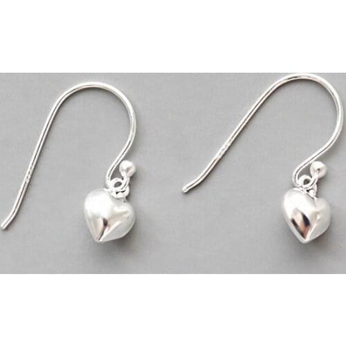 New Heart-shaped Ear Hook Earrings S925 Silver Color Earrings Fashion Wild Handmade Love Girl Silver Color Jewelry