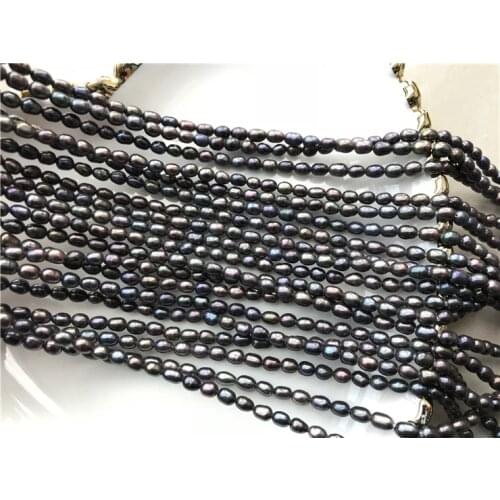 Wholesale 1PCS freshwater black pearl 3-4mm loose beads 35CM