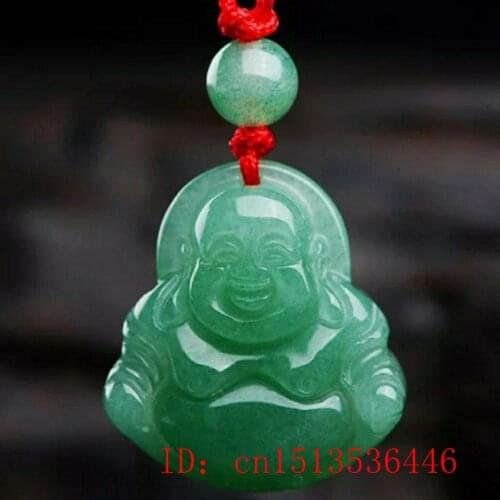 Wholesale Natural Green Jade Guanyin Buddha Pendant Necklace Jewellery Fashion Accessories Hand-Carved Man Luck Amulet Gifts