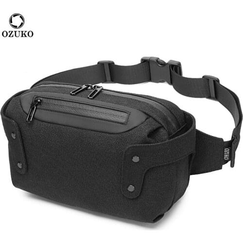 OZUKO Outdoor Sports Waist Bag Men Waterproof Male Chest Bag USB Charging Belt Bag for Men Short Trip Waist Pack Shoulder Bags