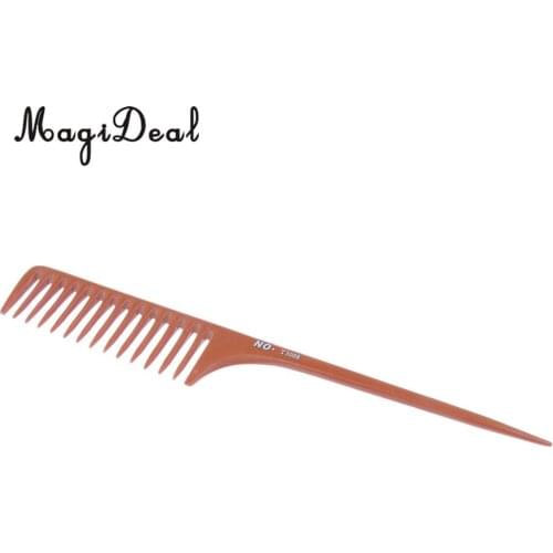 11'' Large Rat Tail Comb Wide-tooth Hair Comb with Long Handle for Hair Sectioning Teasing Detangling- Brown