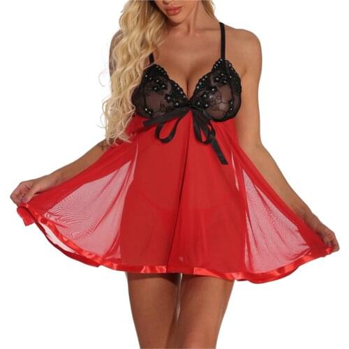 S-6XL Plus Size Sexy Lace Sleepwear Women Perspective Lace V neck Sexy Night Dress Summer Ladies Nightgowns Nightwear Sleeveless