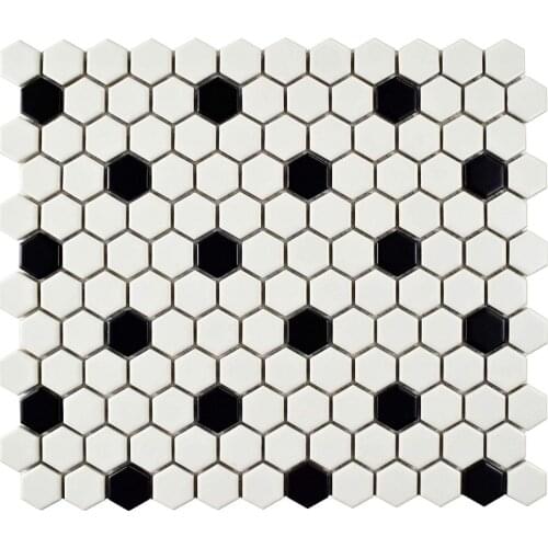 Nordic Hexagon Matt Black White mixed Ceramic mosaic tile kitchen backsplash swimming pool bathroom 3D wall tile