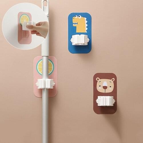 Cute Cartoon Kitchen Wall Mounted Mop Strong Hooks Home No Punching WC Hook Holder Brush Broom Bathroom Shower Hanger Organizers