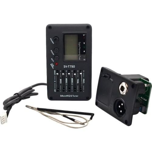 SV-T750 5 Band EQ Equalizer With Tuner Guitar Pickup Acoustic Guitar Bass EQ Preamp With Digital Proceeding Tuner