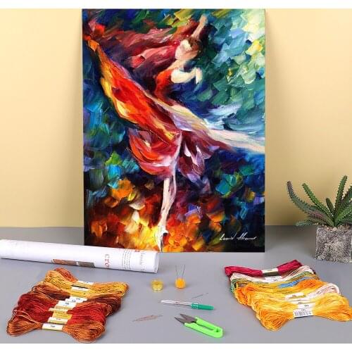 Dance Passion Printed Fabric 11CT Cross Stitch Set DIY Embroidery DMC Threads Painting Hobby Handmade Sewing Magic For Jewelry