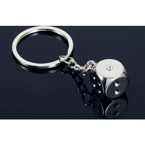 Trend Dice Keychain For Men Zinc Alloy Greek Ogenus Key Chain 3D Square Dice Keyring Key Gift For Friend