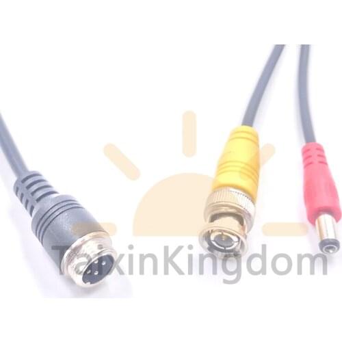 High temperature and waterproof vehicle monitoring wire 4P aviation head to BNC + DC connecting line support customization