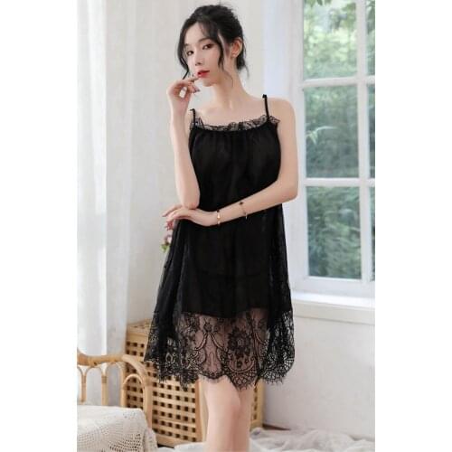 NEW 2019 Women Lace Sleepwear Nightwear High Quality Strap Slips Ladies Sexy Lingerie Plus Size XXL