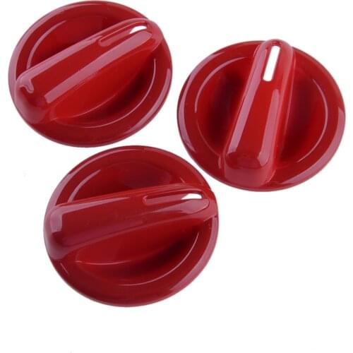 3Pcs Car Red ABS Air Conditioning AC Switch Knob Covers Trims Fit For Jeep Wrangler JK 2007 2008 2009 2010