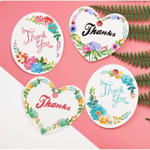 50pcs Heart Round Shape Party Card Thank You DIY Scrapbooking Paper Tags Crafts Postcards Flowers Wedding Decoration Tool