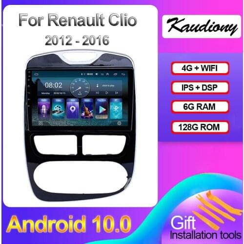 Kaudiony 10.1" Android 10.0 6+128GB For Renault Clio Car Dvd Multimedia Player Auto Radio GPS Navigation Stereo DSP 4G 2012-2016