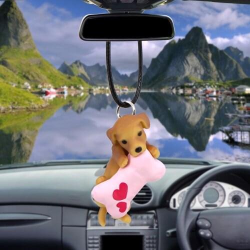 Car Pendant Cute Bone Dog Rearview Mirror Decoration Hanging Charm Ornaments Automobiles Interior Cars Accessories Holiday Gifts