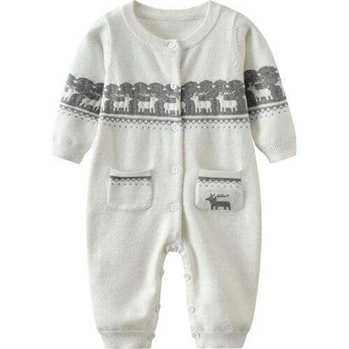 Baby Unisex Winter Christmas elk Knit Rompers Clothes One Pieces Long Sleeve Girls Boutique Outfits