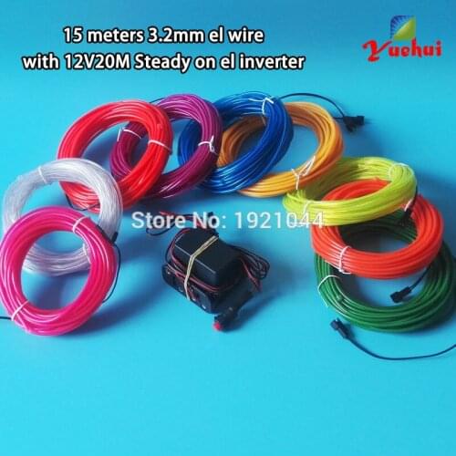 10 Colors Choice 15Meters 3.2mm EL Wire Rope Tube Powered by Batteries Neon Glowing Light For Toys/Craft Party Decoration