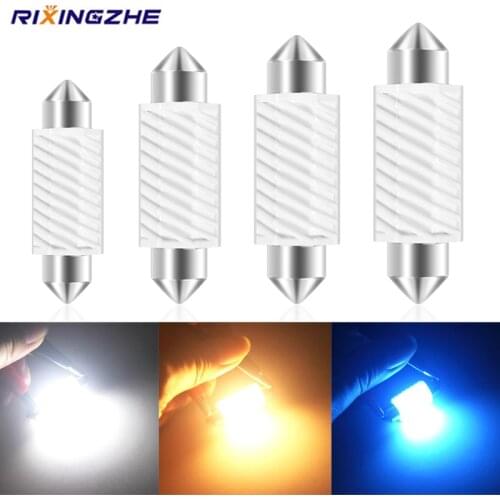 10PC festoon12-24V C5W LED C10W 31/36/39/41MM error free Interior reading Light Clearance Bulbs Auto plate Lamp white ICEBLUE