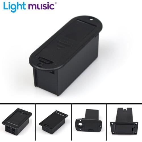 Guitar Parts 9V Battery Case Holder Cover Box for Acoustic Guitar Bass Pickup Black of 1pcs