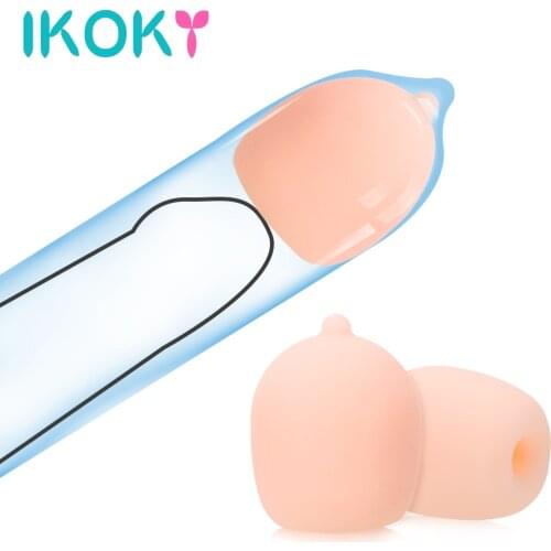IKOKY 1/2 Pieces Penis Extender Beads For Penis Enlargement Reusable Normal Condom Adult Sex Toy Soft Head Attachment Ball