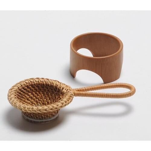 Arts Rattan Tea Filter Mesh Infuser Coffee Herb Spice strainer Diffuser Tea ceremony Tools Accessories,for pu'erh/puer/white tea