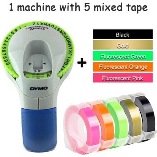 Combination of Machine and Ribbon Dymo 12965 Manual Label Maker Diy Embossing Label Printers for 9mm 3D Embossing Label Tapes