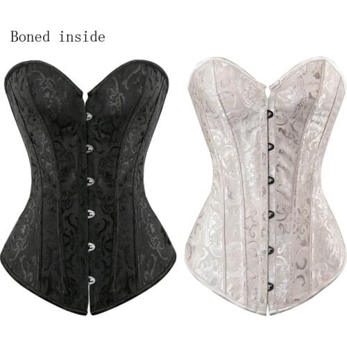 Waist trainer Sexy Boned Women Corset with Clasp Vintage Style Overbust Corsets Bustiers Floral Lace Up Corset Top Lingerie