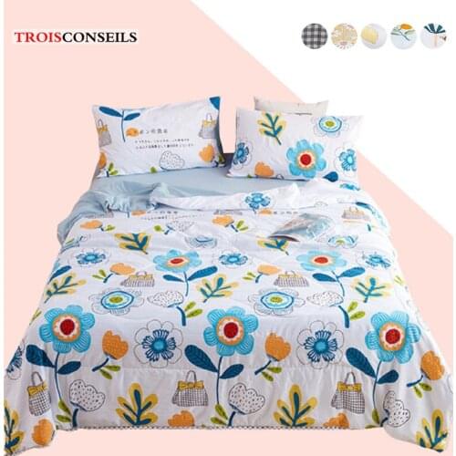 Colorful Summer Washed Cotton Quilt Air-conditioning Comforter Soft Breathable Blanket Print Bedspread Bed Cover 200*230cm