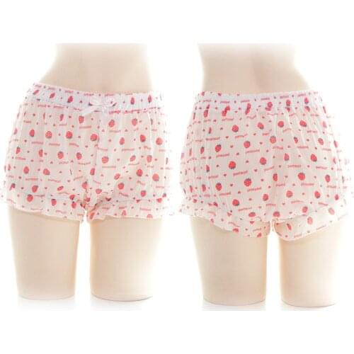Strawberry/Cat Cute Womens Safety Pants Panties Bloomer Girls Lantern Pants Bow Briefs Womens Underwear Daily Lolita