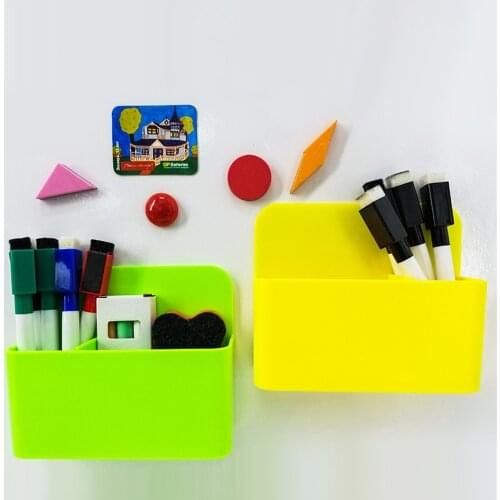 Magnetic Storage Box Grid Plastic Pen Pencil Storage Organizer Box Magnetic Dry Erase Marker Holder For School Office Home