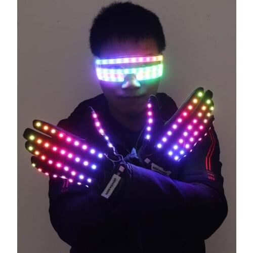 Flashing Gloves Glow 360 Mode LED Rave Light Finger Lighting Mitt Party Supplies Glowing Up Glove Glasses Party Decor
