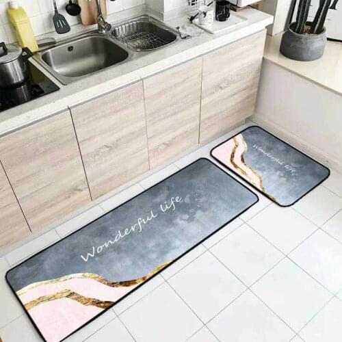 Fashion light luxury modern Nordic Phnom Penh powder gray kitchen mat combination entry mat bedroom long bedside blanket