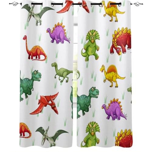 Cartoon Dinosaur Window Curtain for Kids Room Bedroom Curtain for Girls Colorful cortinas