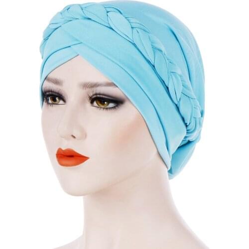 New Outdoor Women Cap Muslim Baotou Cycling Hat Solid Color Beaded Headscarf Muslim Cap Turban