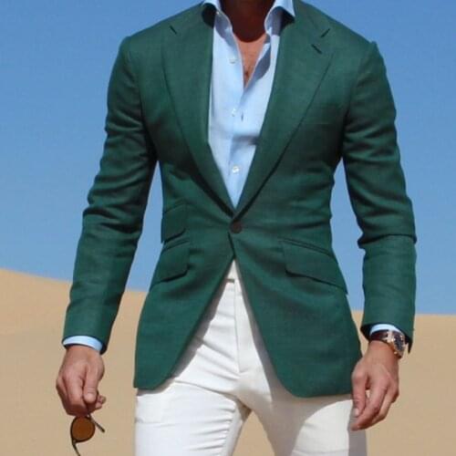 New Green Suit Mens Custom Made Slim Fit Business Suit 2020 Wedding Suits Groom Party Male Tuxedos 2 Piece Set (Jacket+Pants)