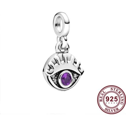 Original 925 Sterling Silver Charm Shining Eye Pendant Fit Pandora Women Bracelet & Necklace Diy Jewelry