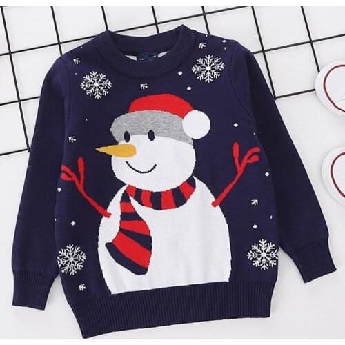 2-7Y Christmas Winter Baby Girls Boys Sweaters Woolly Jumper Coat Kids Knitting Pullovers Long Sleeve Knitwear Children Clothes