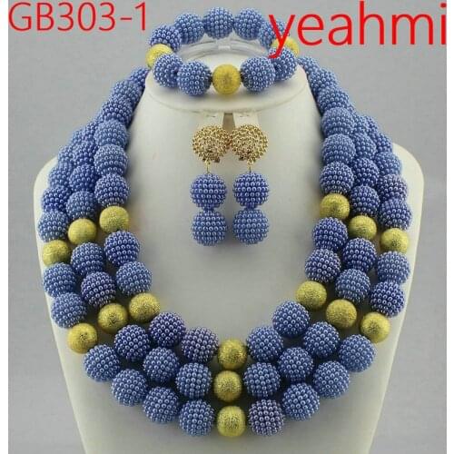 Plastic Pearl Ball 2019 Fashion african beads necklace set nigerian wedding african beads jewelry set Free shipping GB303-2