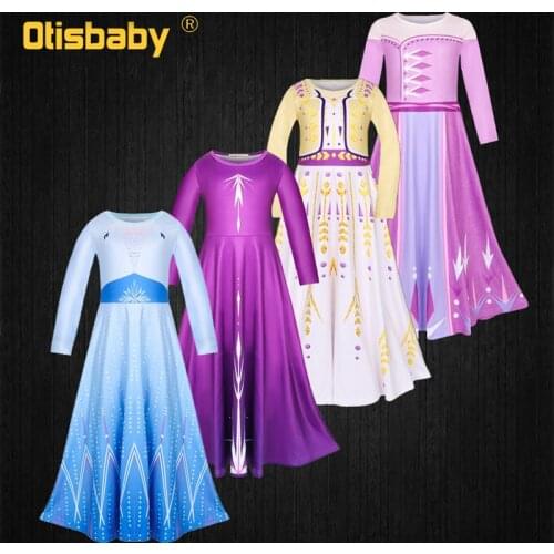 Snow Queen 2 Infant Princess Elsa Dress Christmas Girls Elza Dress Up Kids Purple Pink Light Blue Girl Party Long Evening Dress