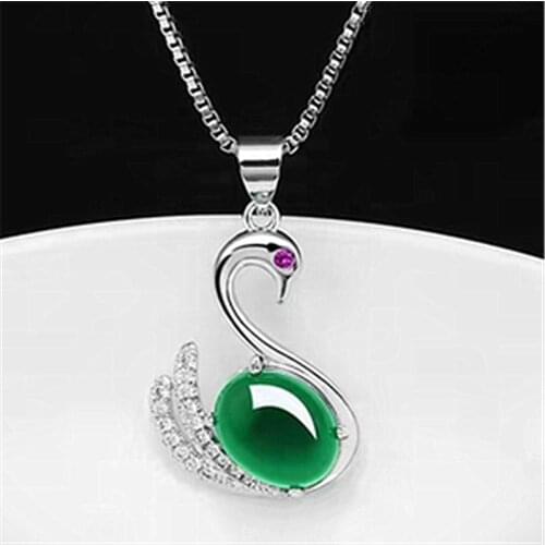 Charms Crystal Oval Animal Swan Pendant Lady Necklaces Accessories Top Quality Silver Plated Chain Necklace Jewelry Women Gift