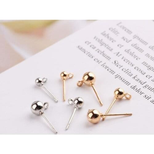 50pcs Round Head Round Bead Earrings with Hanging Ring DIY Handmade Basic Accessories Round Head Hanging Pendant