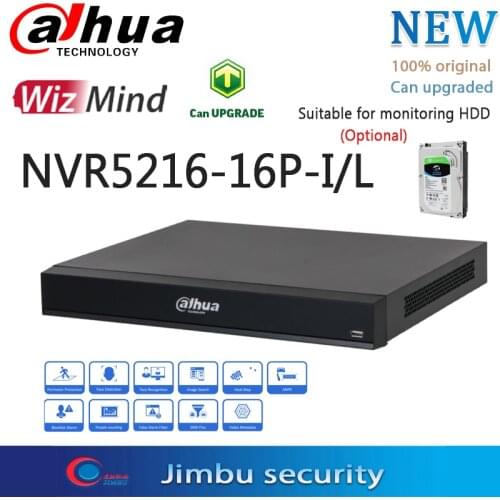 Dahua AI Network 16PoE Recorder NVR5216-16P-I 16Ch 1U WizMind ePoE & EoC 4 Channel video stream face recognition
