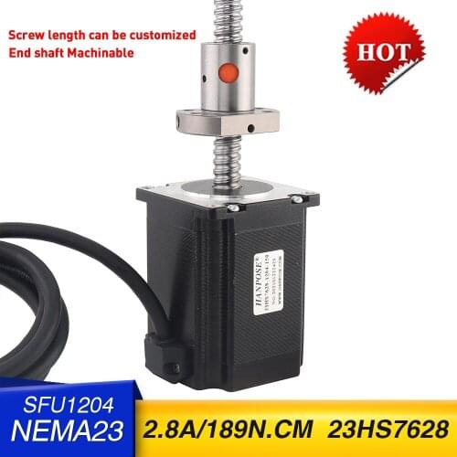 1pcs NEMA23 23HS7628 100MM 200mm 300mm ballscrew motorstepper motor with NEMA23 or CNC for 3d
